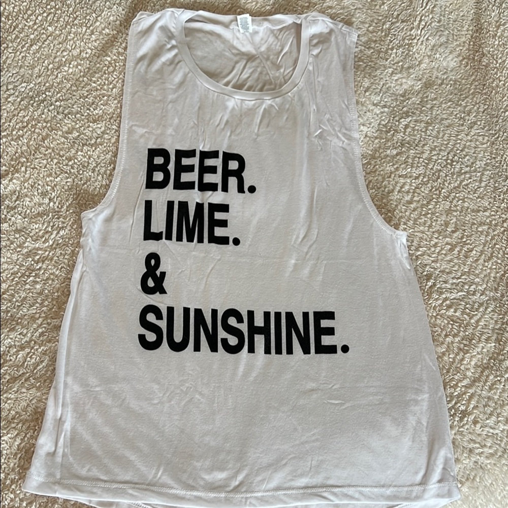 White Tank Top with Black Text